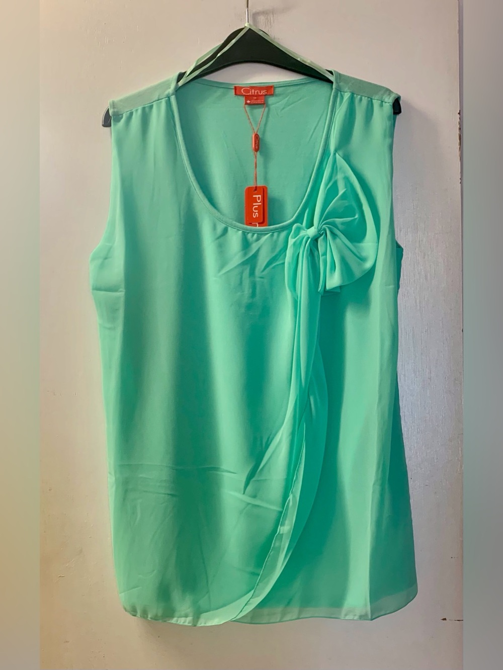 Plus (Full Figure) Tank with Chiffon Overlay and Decorative Bow
